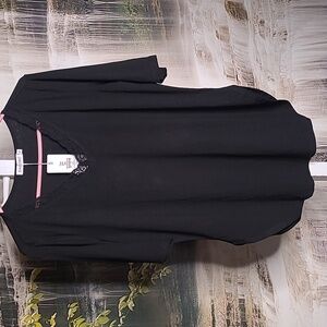 New with tags! Womens Large black lace trim Vneck tunic blouse
